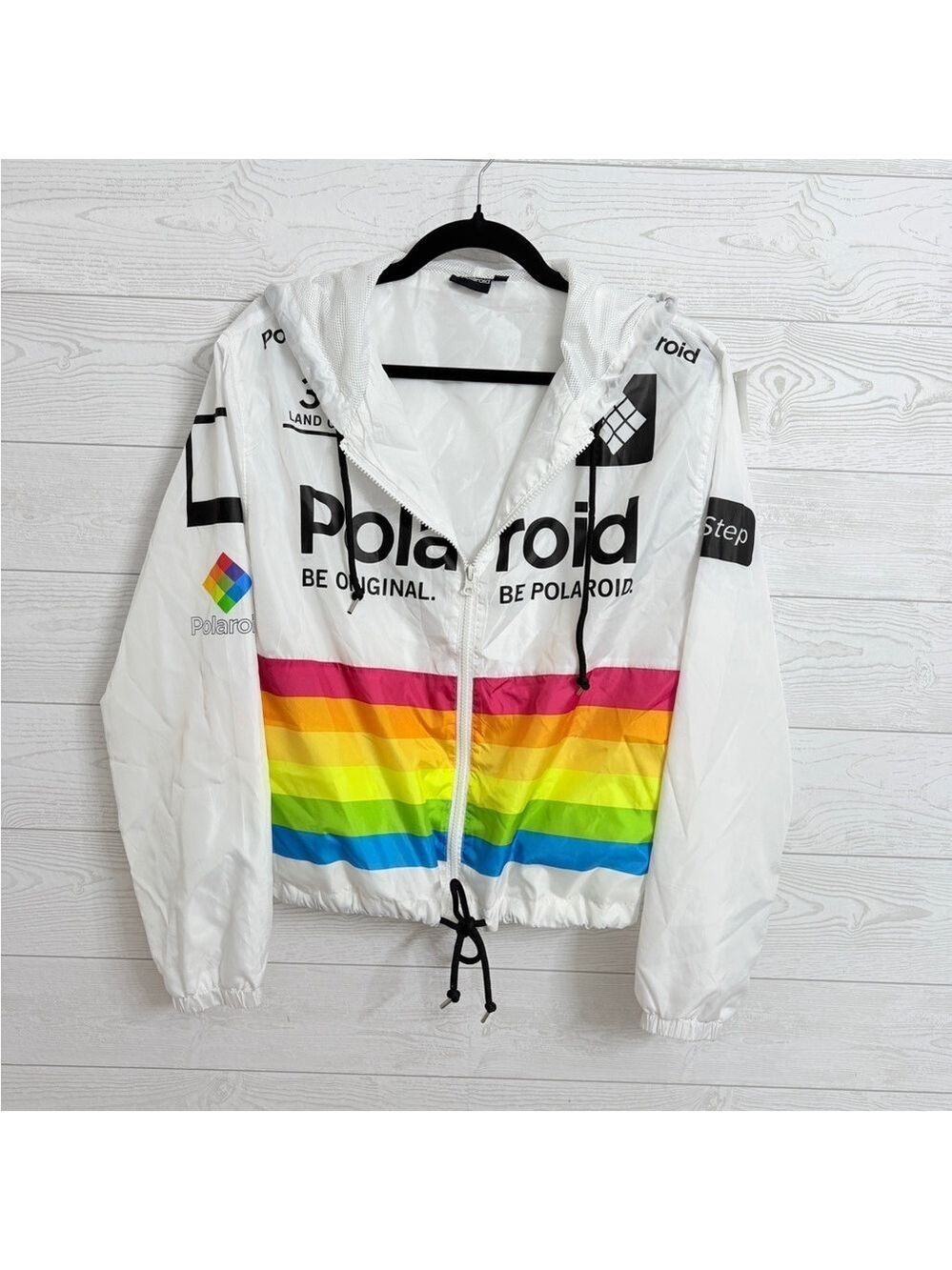 Polaroid Women’s White Hoodie Windbreaker Jacket. Size M